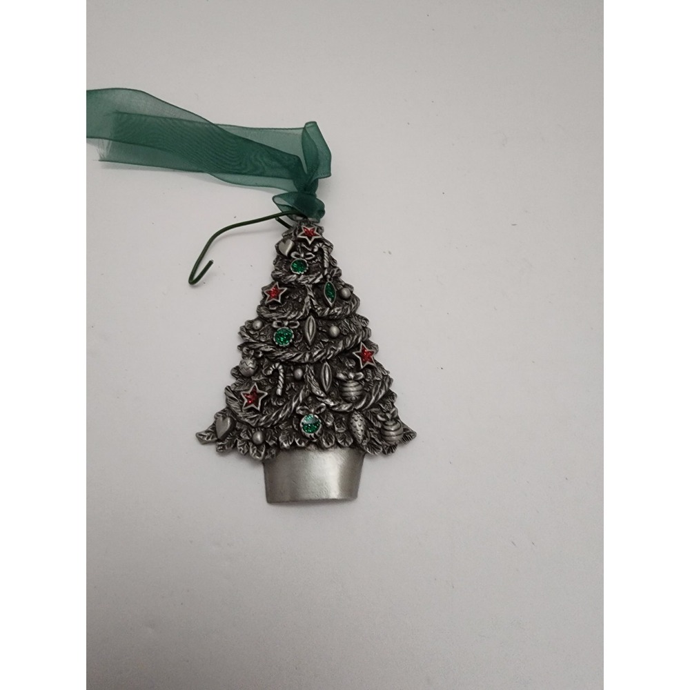 Gloria Duchin 2003 Vintage Pewter Christmas Tree Ornament Glitter‎
